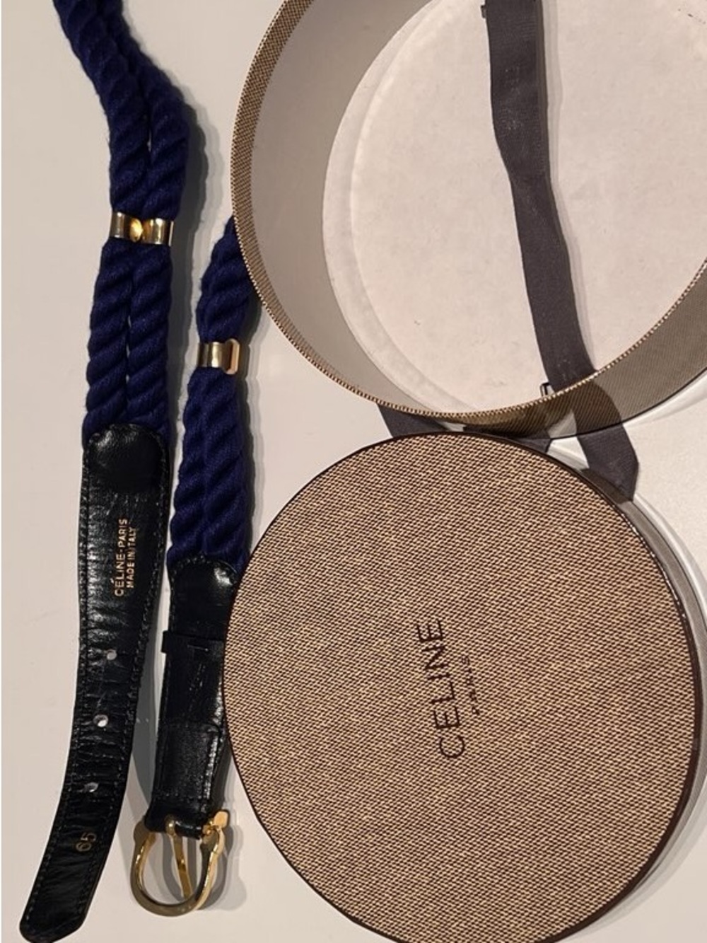 Celine Paris Blue Braid and Leather Belt